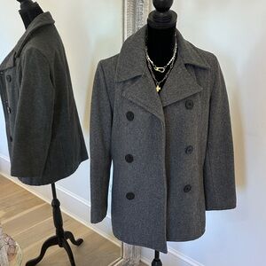 Women’s Double-Breasted Wool Blend Peacoat - Gray